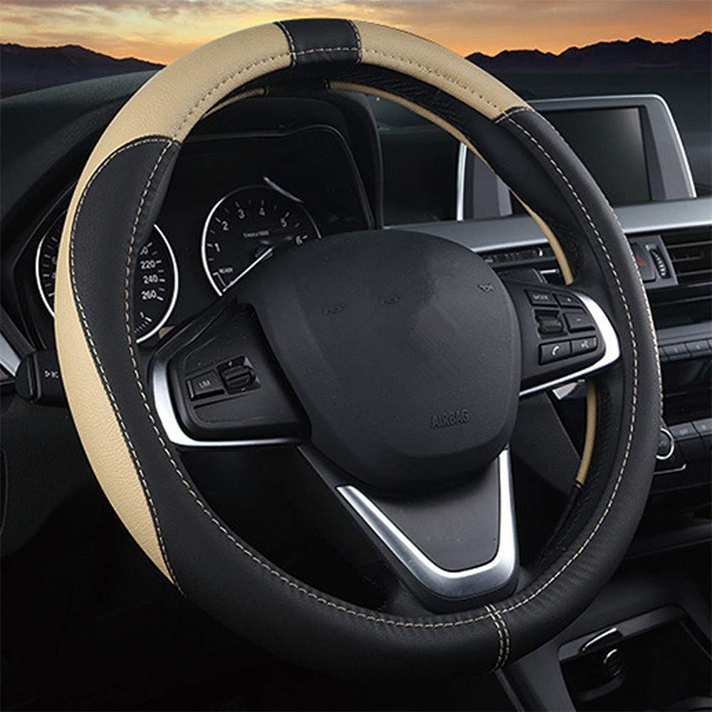 Coofig Auto Lenkradbezug aus Microfiber Leder, Langlebig, A