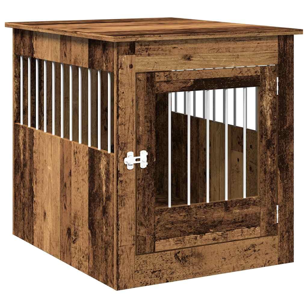 vidaXL Dog Crate Furniture Old Wood 64.5x80x71 cm Engineered Wood, dog kennel, dog crate, animal house, dog cage, dog shelter, pet cage