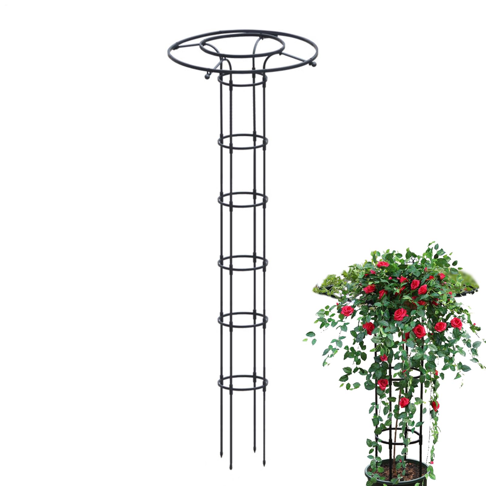Pionowa Krata Ogrodowa Metalowy, Nierdzewny I Trwały | Metalowy palik z kratką drucianą do kwiatów doniczkowych Do Roślin Doniczkowych, Pnączy, Winorośli, Róż, Pomidorów Oraz