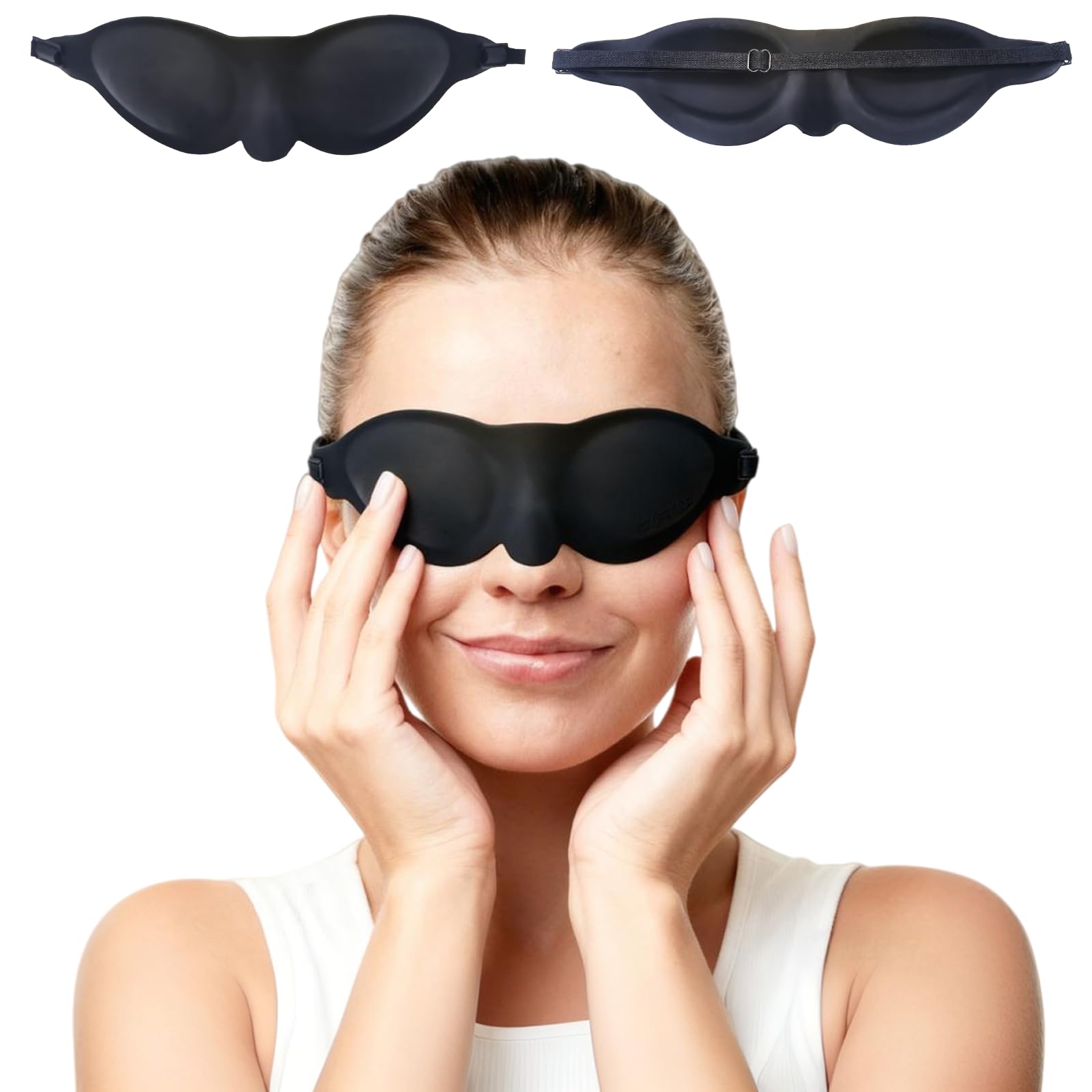 CAISATEQ® Moisture Chamber Glasses for Dry Eyes – Soft Silicone Sleep Goggles, Reusable & Lightweight Sleep Mask, Custom Fit for Comfort (Black)