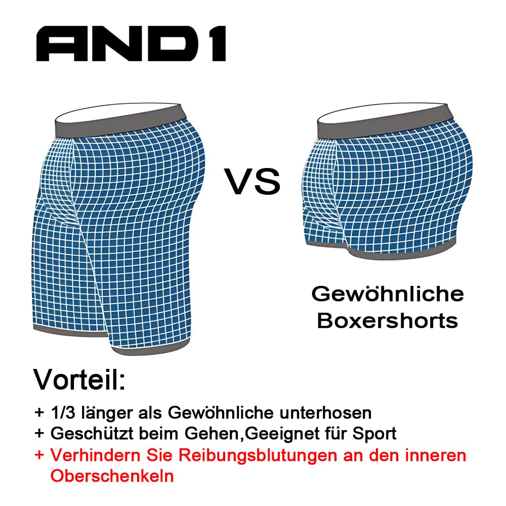 AND1 Sport Boxer Shorts 5 Pack Calzoncillos Hombre Calzoncillos Hombre Retro Boxer Brief Ropa Interior Deportiva Retro Pantalones con Pernera Normal o Larga