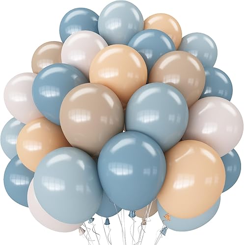 Miniatura 14 de Juego de globos azules y plateados, globos azules y plateados de 12 pulgadas, globos de látex azul marino oscuro y confeti para fiesta, globo mixto