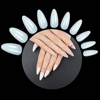 Amazon | ネイルチップ ネイル 長さだし 無地 付け爪 尖った爪 練習用