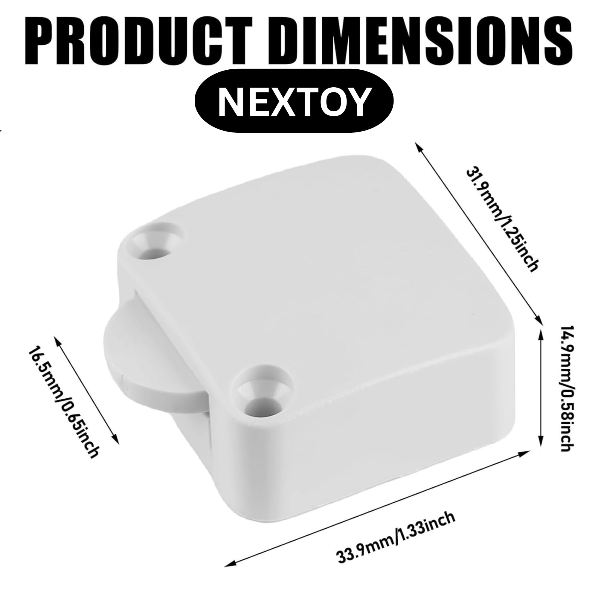 NEXTOY 220V Wardrobe Cabinet Door Push to Off Switch Automatic Light Sensor Button for Almirah Sliding Closet Furniture Refrigerator Electric Control Use (PACK OF 2) - Image 3 thumbnail