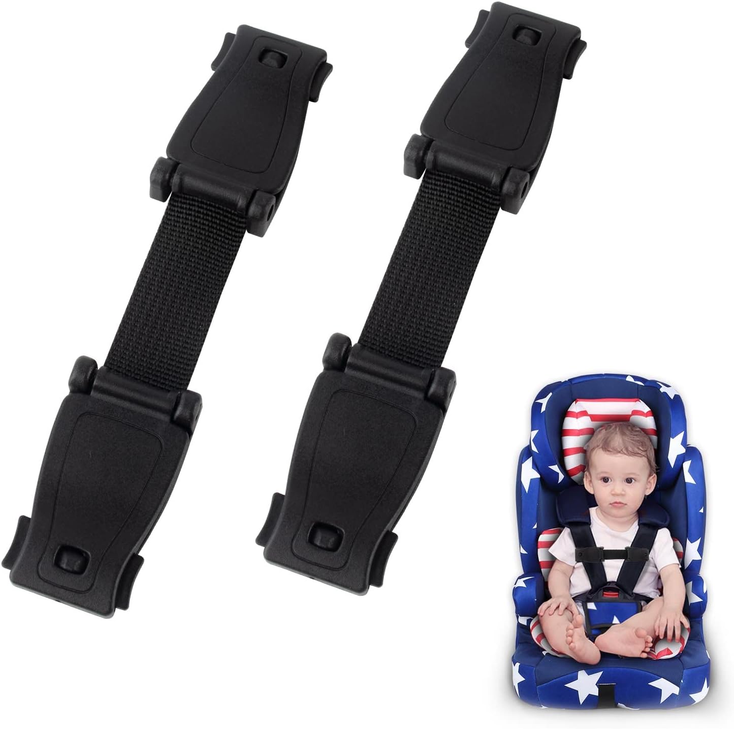 AYNKH 2Pcs Anti Escape Chest Clip for Baby Harness Child Car Seat High Chairs Strollers, No Threading Required Safety Clip, Prevent Children Taking Their Arms Out of The Straps