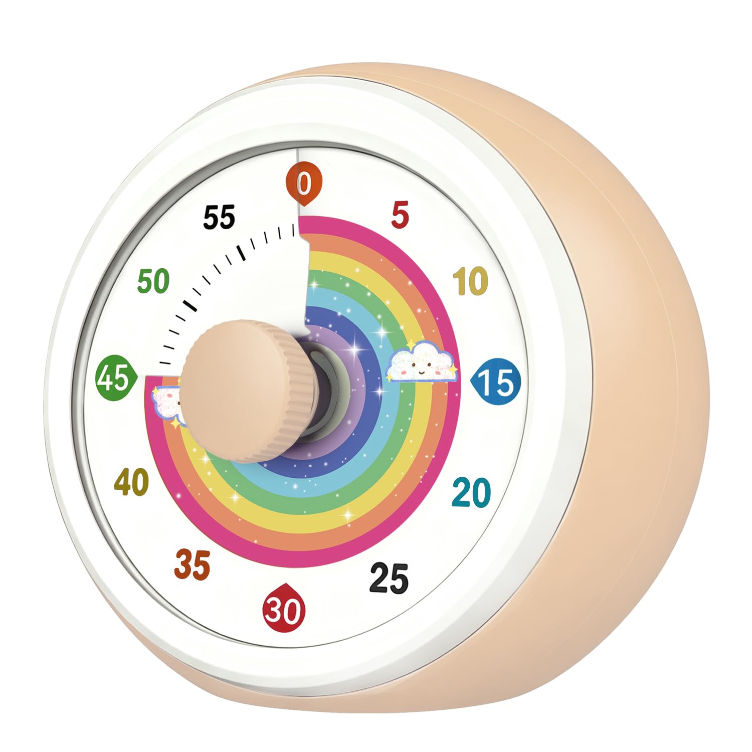 Small Timer, 60-Minute Visual Timer for Kids with Rainbow Disk, No Ticking Countdown Clock Timers for Classroom Kitchen Homeschool Pomodoro, Silent Timers for Cooking Tooth Brushing, Orange