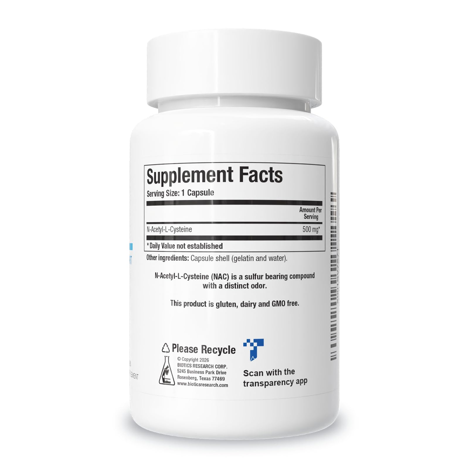BIOTICS RESEARCH NAC N Acetyl L Cysteine 500 MG 180 Capsules — Amazon image 2