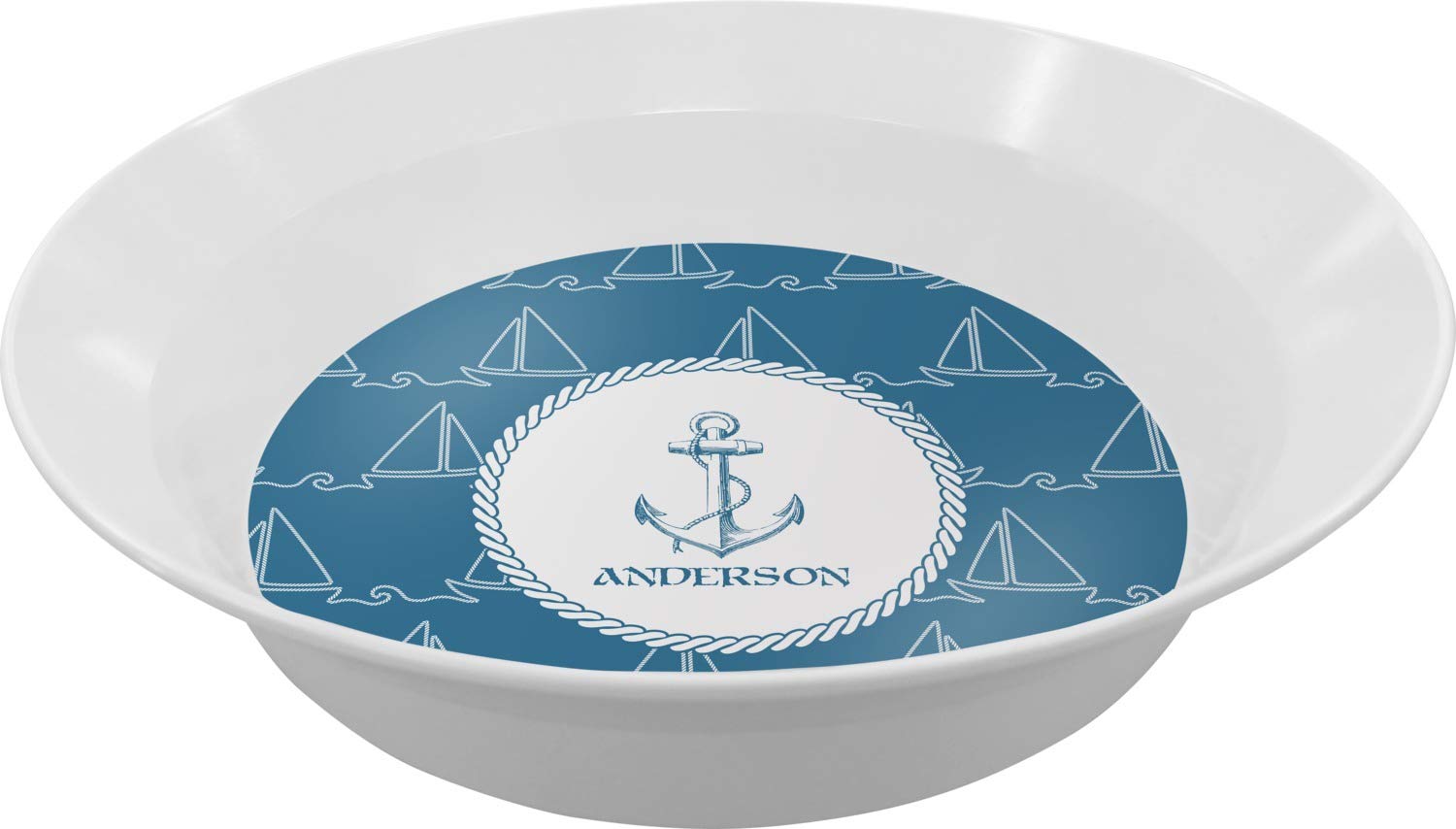 Personalized Rope Sail Boats Melamine Bowl - 12 oz