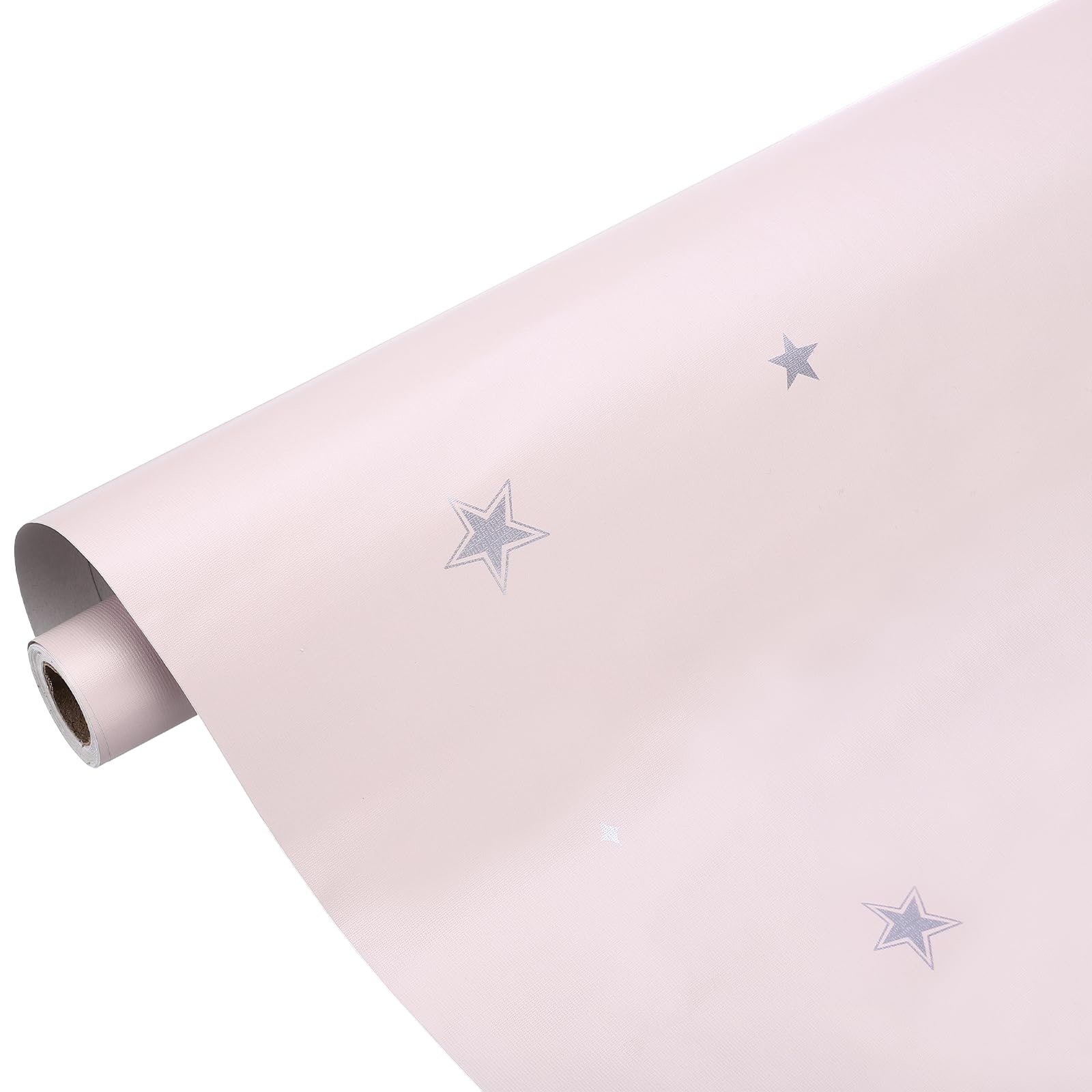 sourcing map Matte Wallpaper, 60cm x 10 Meter Vinyl Waterproof Peel and Stick Contact Paper Star Pattern Self Adhesive Wallpaper for Bedroom Kitchen Wall Countertop Decorating, Pink