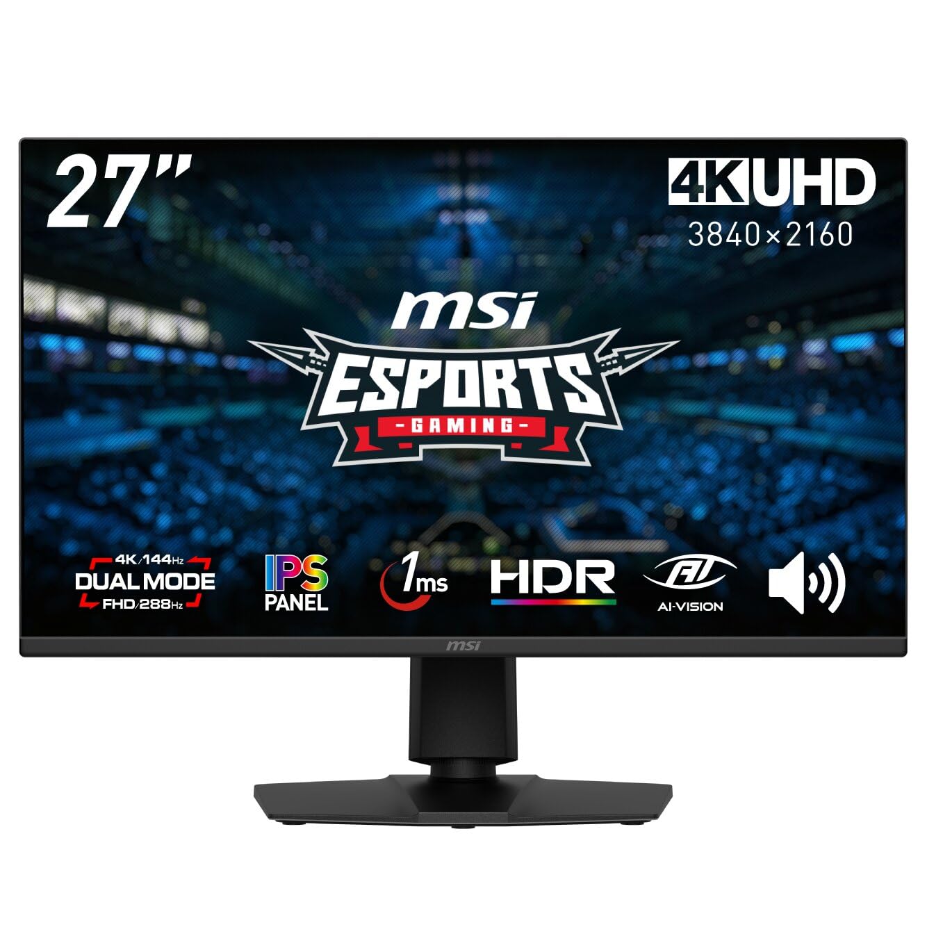 MSI ゲーミングモニター MAG 275UPD E14 27インチ/4K/IPSパネル/144Hz(フルHD設定時:288Hz)/1ms(MPRT)/HDR/スピーカー/デュアルモード/HDMI2.1/DP 1.4a/縦横回転・高さ調整/、Amazonで42,800円・27.2%OFF