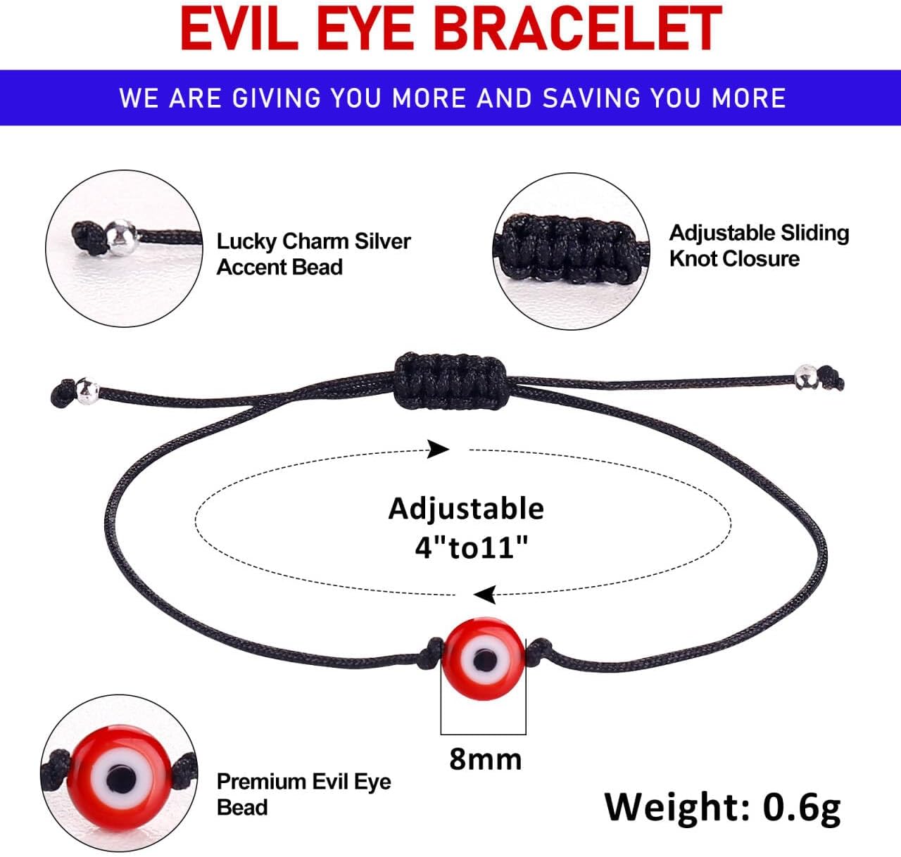 4 Pcs Evil Eye Bracelets & Anklet - Handmade Evil Eye Jewelry for Women's Protection - Image 4