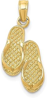 Colar de ouro amarelo 14 k com pingente de chinelos 3D e pingente de prata à beira-mar joias finas para mulheres presentes para ela, Ouro amarelo