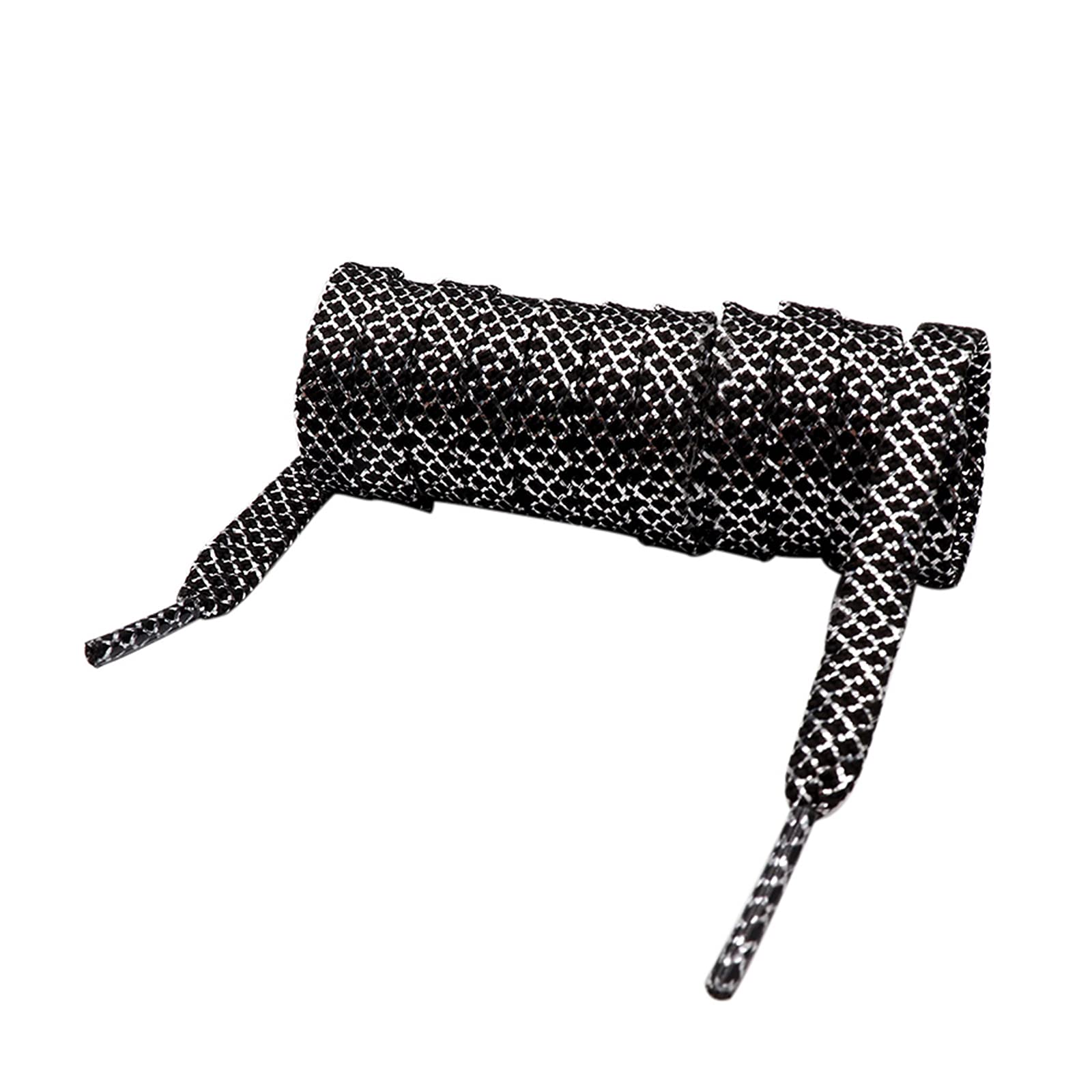 cordones para zapatos, Cordones elásticos, cordones for botas, 1 par de planos poliéster negro 8 mm ancho con decoración hilo metálico for zapatillas lona y zapatos casuales