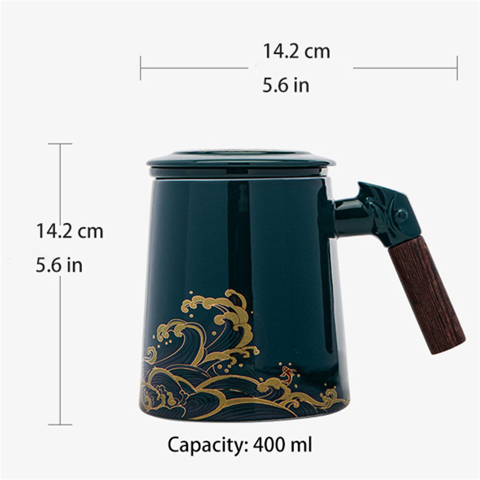 Tazas De Té De Cerámica con Mango, Taza De Té con Tapa Y Filtro, 400ML Mugs De Té con Separación De Té Filtrada De Escarchado Y Vidriado para Oficina Hogar O Regalo (Blanco)