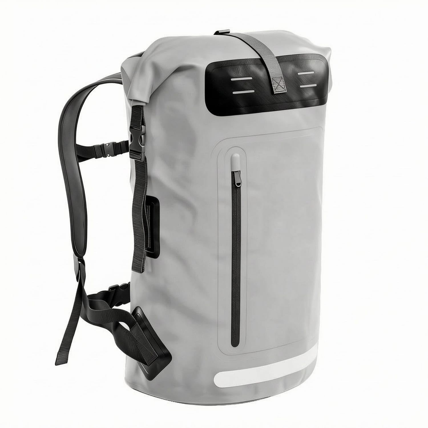 Shoulder Straps Waterproof Backpack Dry Bag Zippered Pocket Waterproof Backpack, Gray, 55L-image-12