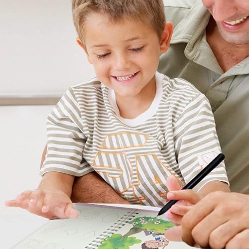 4 Pc Large Reusable Handwriting Practice Book For Kids,Magic Practice Copybook With Auto Disappear Ink Pen,3D Grooved Handwriting Book Practice，Calligraphy Copybook For Preschoolers(10.3X7.3 Inches) #TOP7