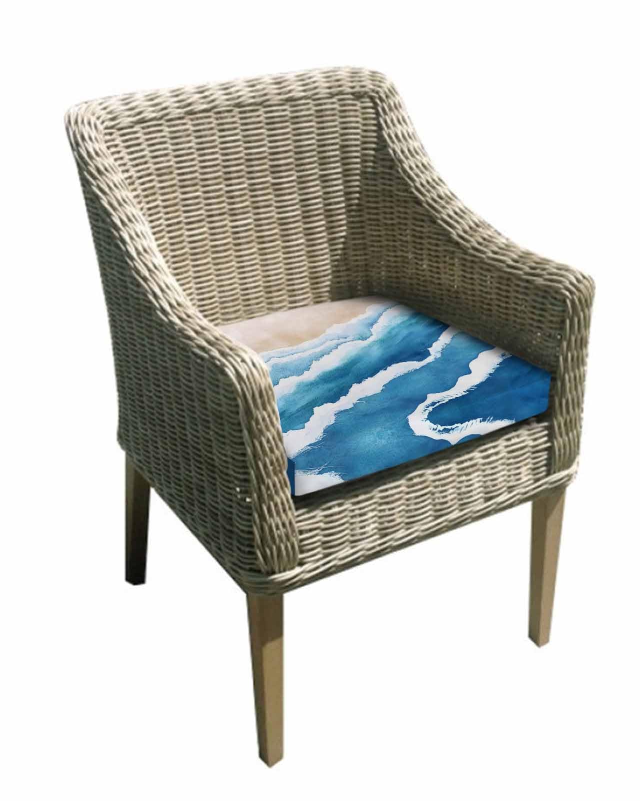 Hokiten Blue Beach Coastal Outdoor Cushion Chair Cover Set of 4 - Waterproof Couch Seat Covers, Summer Seaside Nautical Ocean Patio Furniture Protector Cushions Slipcovers for Sofa/RV, 20