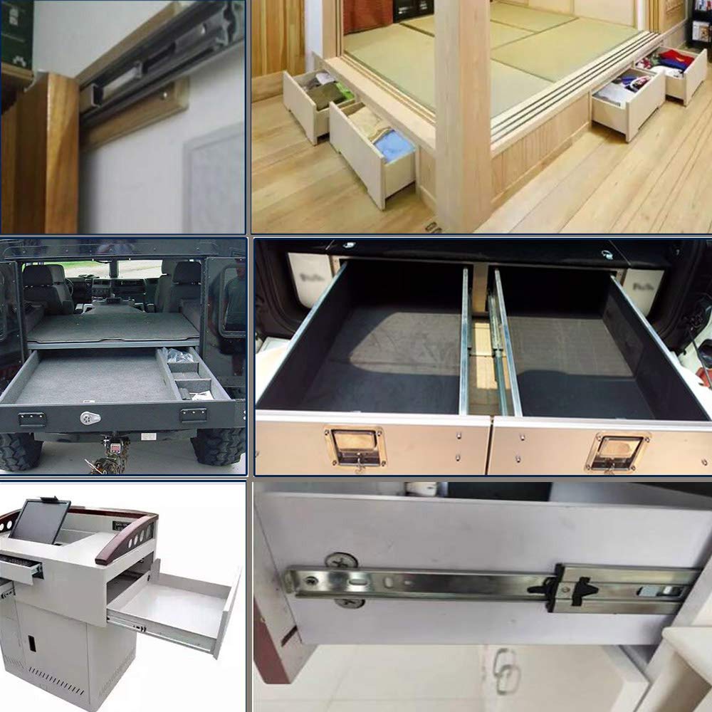SWAYVES Guida per Cassetti Push To Open, Guida per Cassetti ad Estrazione Totale, Guida Industriale Larga 51 Mm, Guide per Cassetti per Carichi Pesanti in Acciaio Laminato Ado/Sier/30In/750Mm