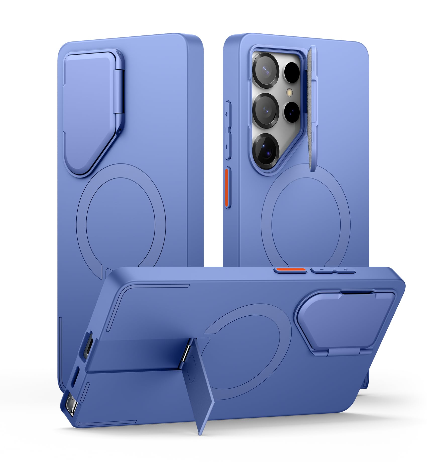 SURITCH for Samsung Galaxy S25 Ultra Phone Case, Magnetic Shockproof Bumper Case Slim Protective Cover with Camera Cover & Adjustable Metal Kickstand