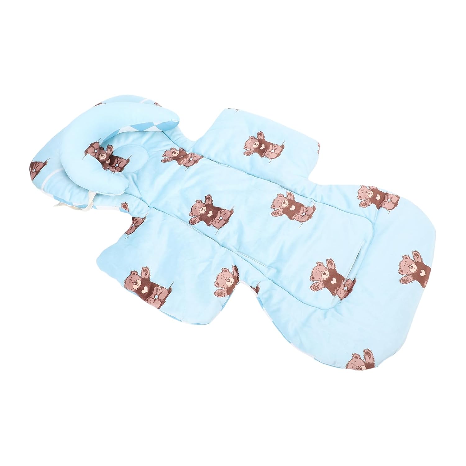 YWBL-WH Toddler Stroller Cooling Mat Liner, Baby Stroller Cooling Pad with Head and Waist Support, Removable Cover, Humidity Wicking (Blue)