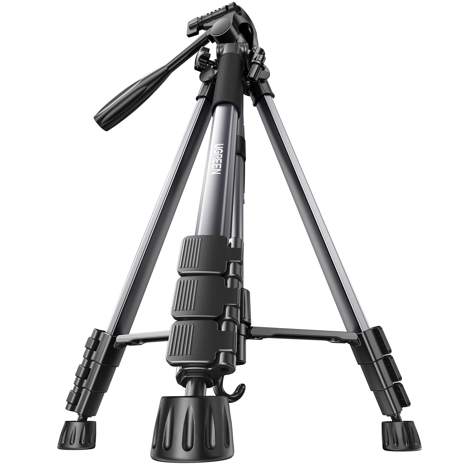 UGREEN Kamera Stativ mit 53,5-175 cm Höhe, leichtes und tragbares Reisestativ, Aluminium Dreibein Stativ mit Handyhalter und Reisetasche für Smartphones DSLR Canon Nikon Action Kamera