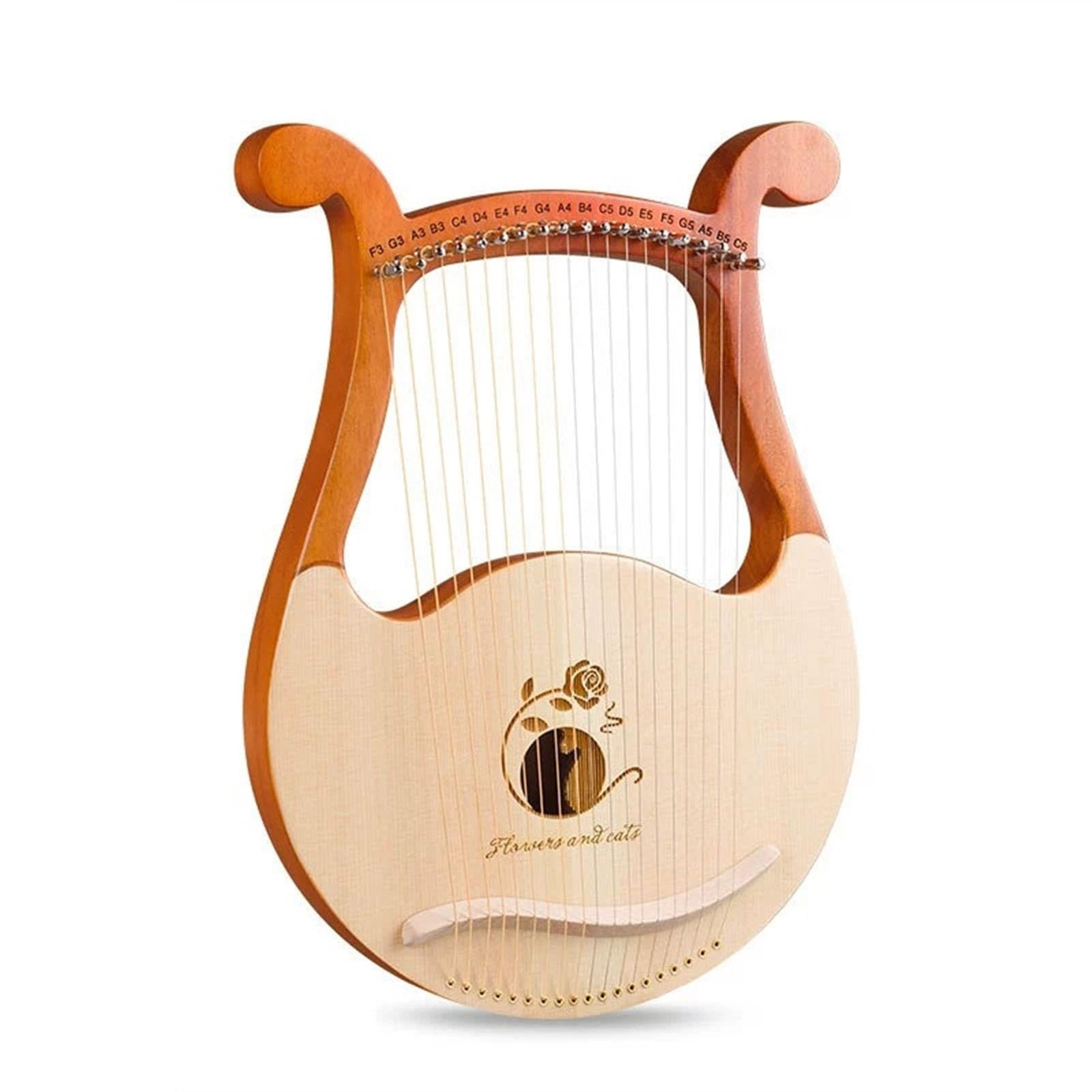 19/21 Corde Lyre Harp, Strumento Musicale Lira Arpa Portatile Corpo In Mogano Corda In Metallo Arpa Lira for Principiante Facile Da Imparare(19-note Spruce Model)