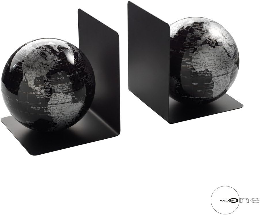 Mascagni Pair of Black Globe Bookends