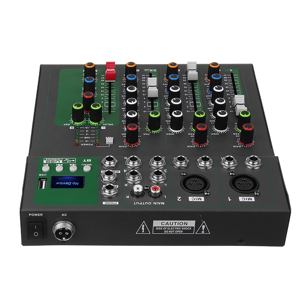 YONGYAO Microfono DJ a 4 canali per Il Controllo del Mixer Audio Bluetooth con LED Digital Display Music Stream
