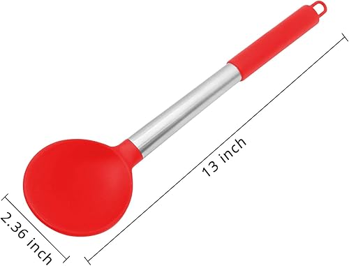 Miniatura 2 de KUFUNG Cuchara de silicona mango de acero inoxidable sin costuras y antiadherente sin BPA y resistente al calor hasta 480 F silicona resistente al