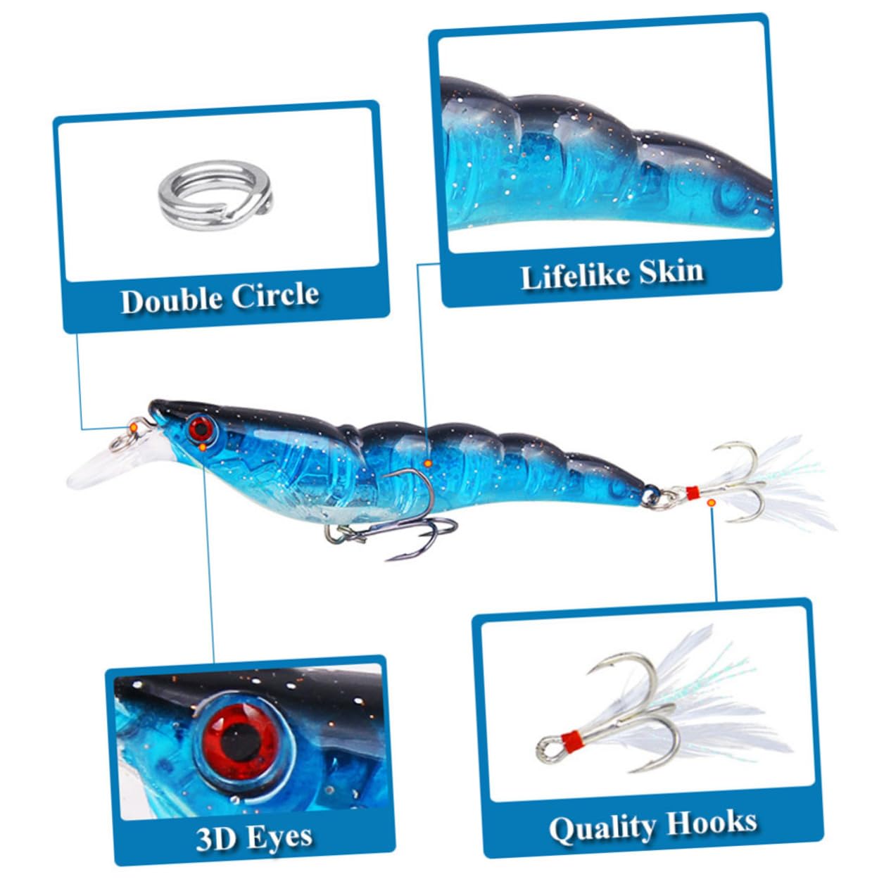 BESPORTBLE 18pezzi Esca Di Pesca Simulata Accessori Per Pesca Realistici Lure Resistenti Rosso Giallo Verde Blu