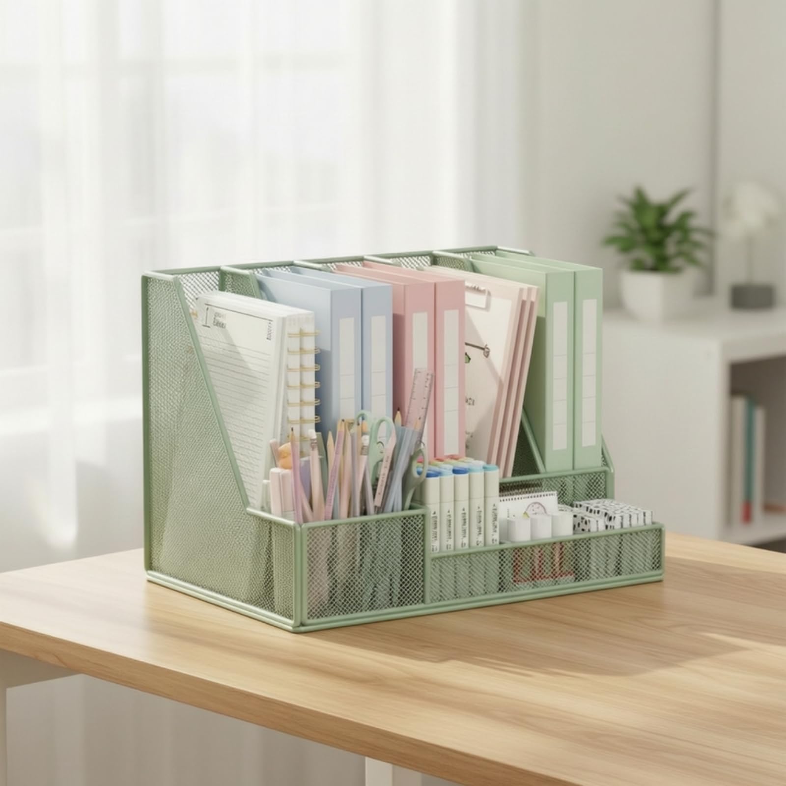 Vassoio Portadocumenti Multiuso, Nero | Verticale, Organizzatore in Rete metallo, Salvaspazio, Portadocumenti in Rete metallo, per Studio, Studenti
