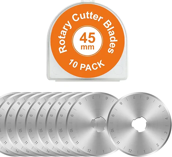 10 Packs 45mm Rotary Cutter Blades 45mm Quilting supplies Rotary Cutter Blades for fabric by SSPONT, compatible with OLFA,Fiskars,Mr.Pen,DAFA,Truecut etc. Sewing Arts Crafts, Sharp and Durable