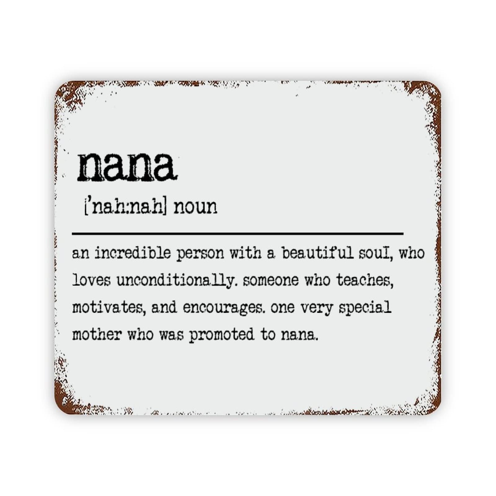 ENEDNATE Nana Definition Dictionary Word Meaning Vintage Metal Sign 12x16 Inch Modern Quote Waterproof Aluminum Tin Signs for Indoor & Outdoor Home Decoration Wall Art Poster