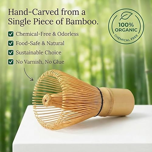 Miniatura 2 de ARTDOU Golden Bamboo Matcha - Batidor japonés Chasen – Agitador tradicional de té verde en polvo para preparar, Matcha Latte, Matcha helado 100