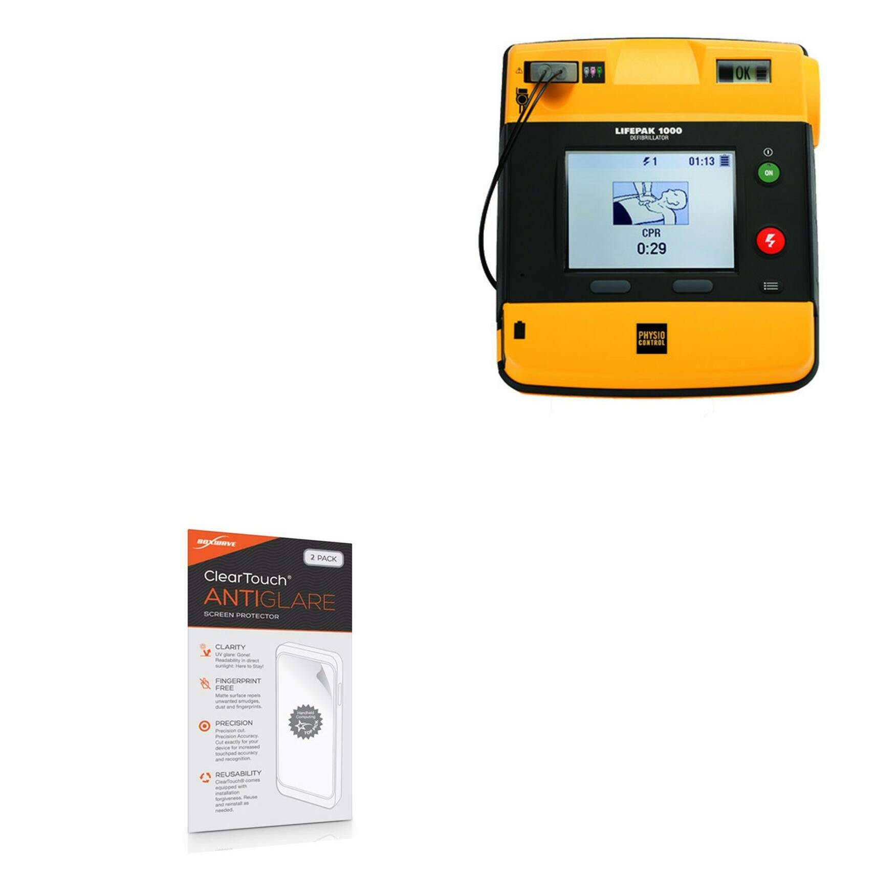 BoxWaveScreen Protector Compatible with Physio-Control LIFEPAK 1000 defibrillator - ClearTouch Anti-Glare (2-Pack), Anti-Fingerprint Matte Film Skin