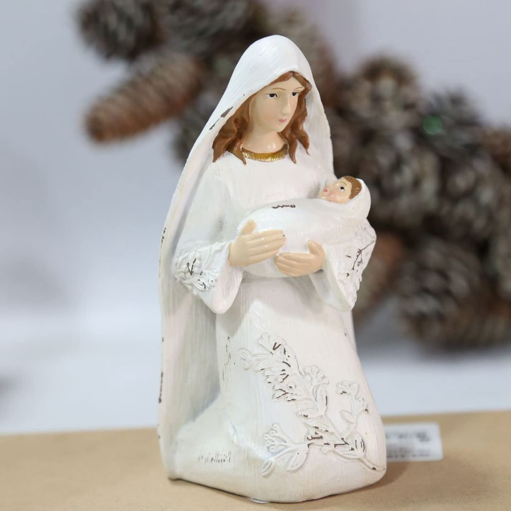 キリスト 聖母マリア像 彫刻 アンティーク カトリック 置物 インテリア