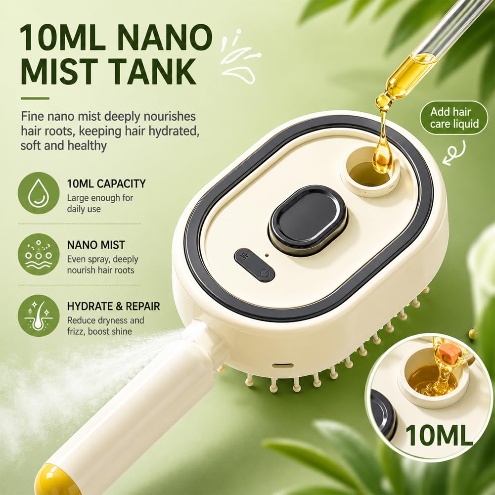Electric Spray Air Cushion Massage Comb,Masaajero EléCtrico Con Almohadillas De Aire, Cepillo Recargable Para Aceites Esenciales Al Vapor (Purple)