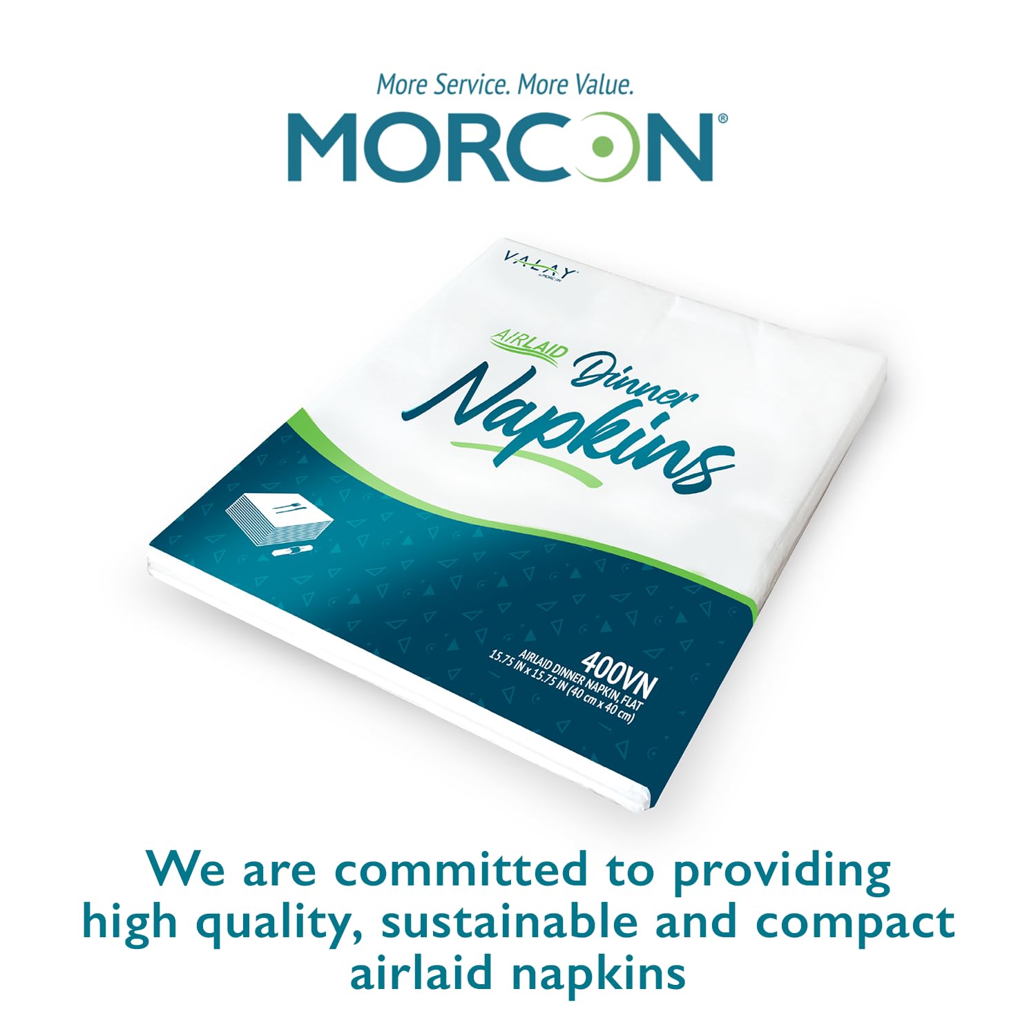 Morcon Valay 400VN Servilletas de papel con tacto de lino para eventos y restaurantes, cenas o bodas de lujo, servilletas desechables de papel blanco, duraderas y absorbentes, 1000 unidades