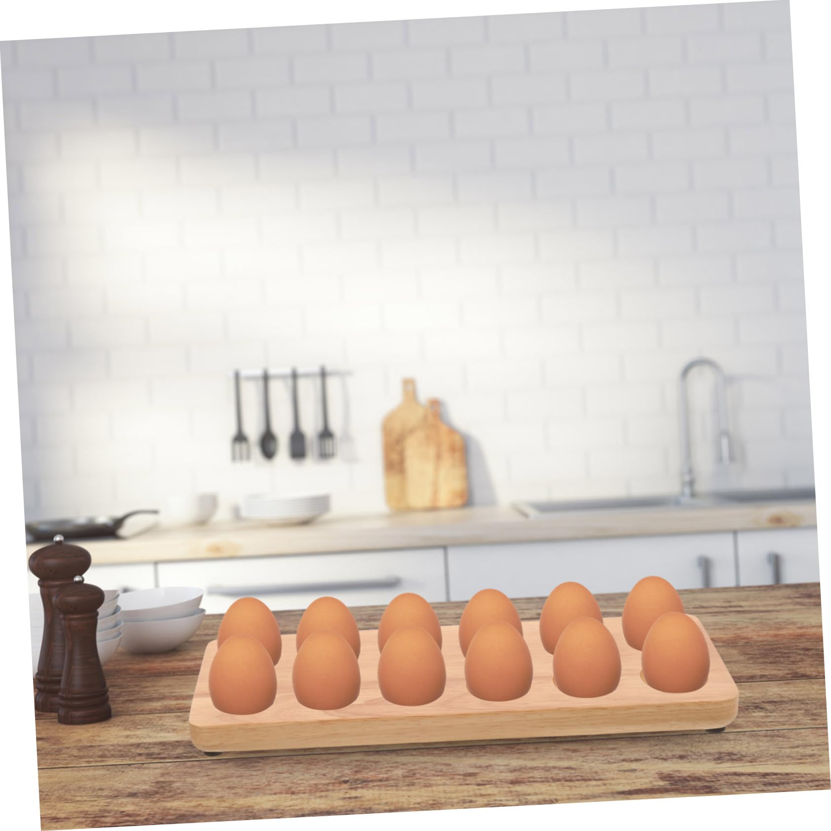 BESTonZON Caja De Almacenamiento Para Bandeja De Huevos De Madera Contenedor Para Colocar Huevos Bandeja Para Guardar Cocina
