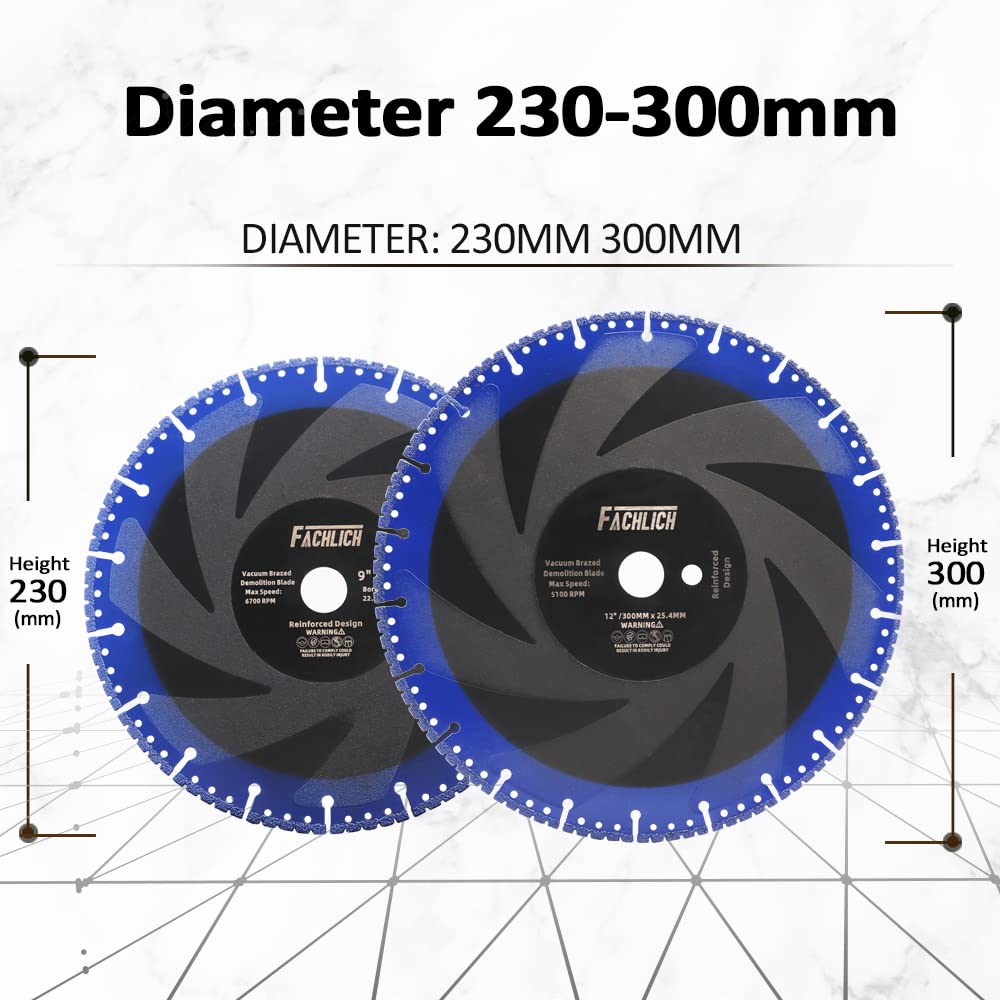 Disco Diamantato per Tutti Gli Usi,230mm Metallo Resistente a Secco Disco da Taglio per Tondo per Cemento Armato,Ferro Angolare,Placcatura in Acciaio,Fibra di Vetro,Muratura