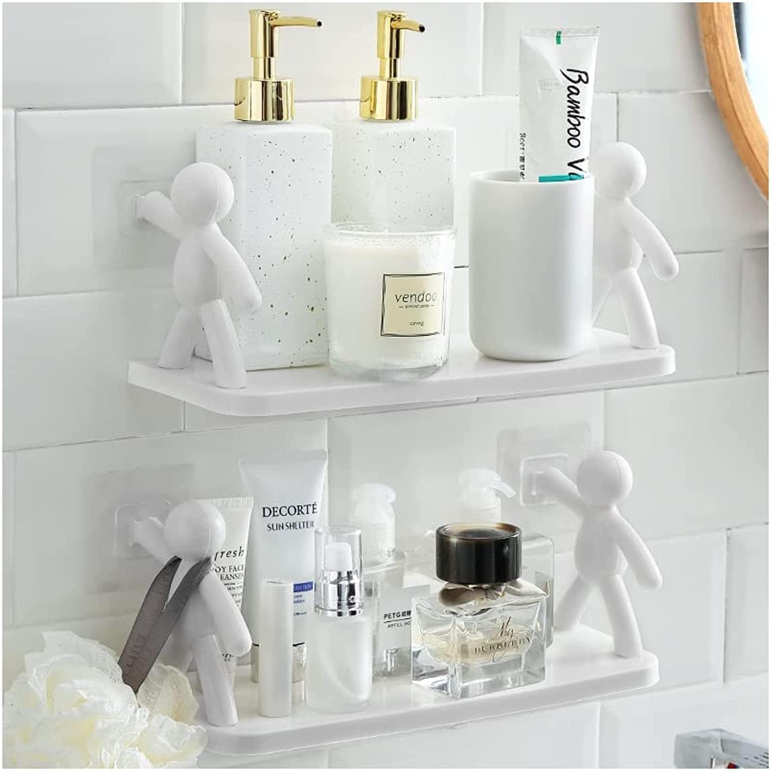 DESHCO Self Adhesive Bathroom Shelf, Bathroom Organizer Without Drill, White Bad Doll Shelf Storage Rack, Wall Self for Living Room Bedroom Bathroom Shelves (B0CN2JVFTB) Amazon Price History, Amazon Price Tracker