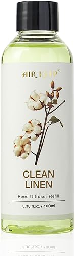 Airkeep Recambio de aceite para difusor de junco, lino limpio, 3.38 onzas (3.4 fl oz1 unidadrepuesto de aceite perfumado para difusor de cañas,