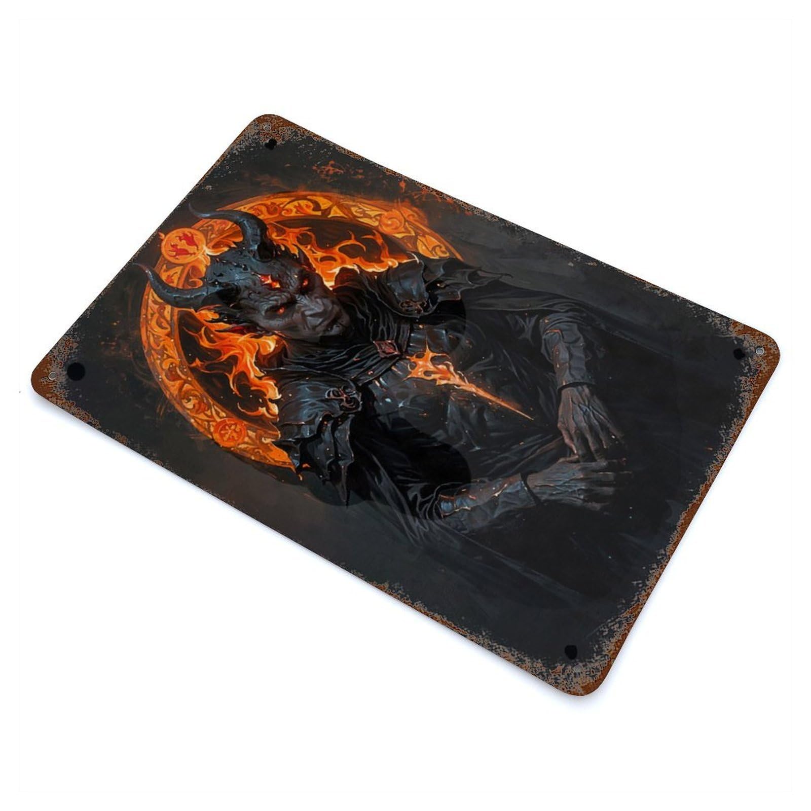 The Menace of Asmodeus Rusty Metal Tin Sign 11.8"x7.9", Ideal for Pub, Kitchen And Man Cave Decor