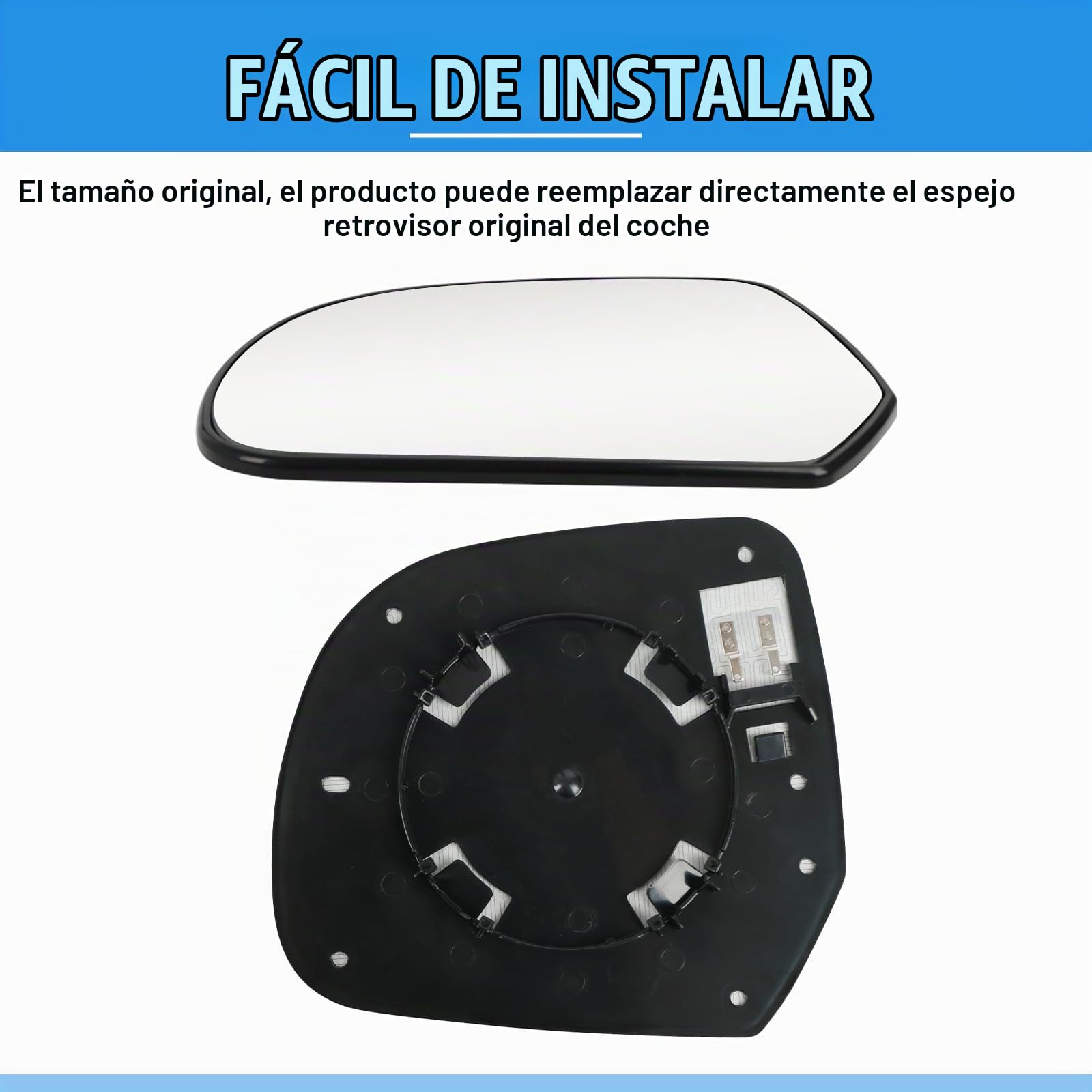 Espejo Retrovisor Ajustable Repuesto para Dacia Duster 2010-2013/Lodgy 2012-2021/Dokker 2012-2021 y Nissan Micra K13 2012-2027/Leaf 2010-2012, Lente de Marcha Atrás (Derecha)