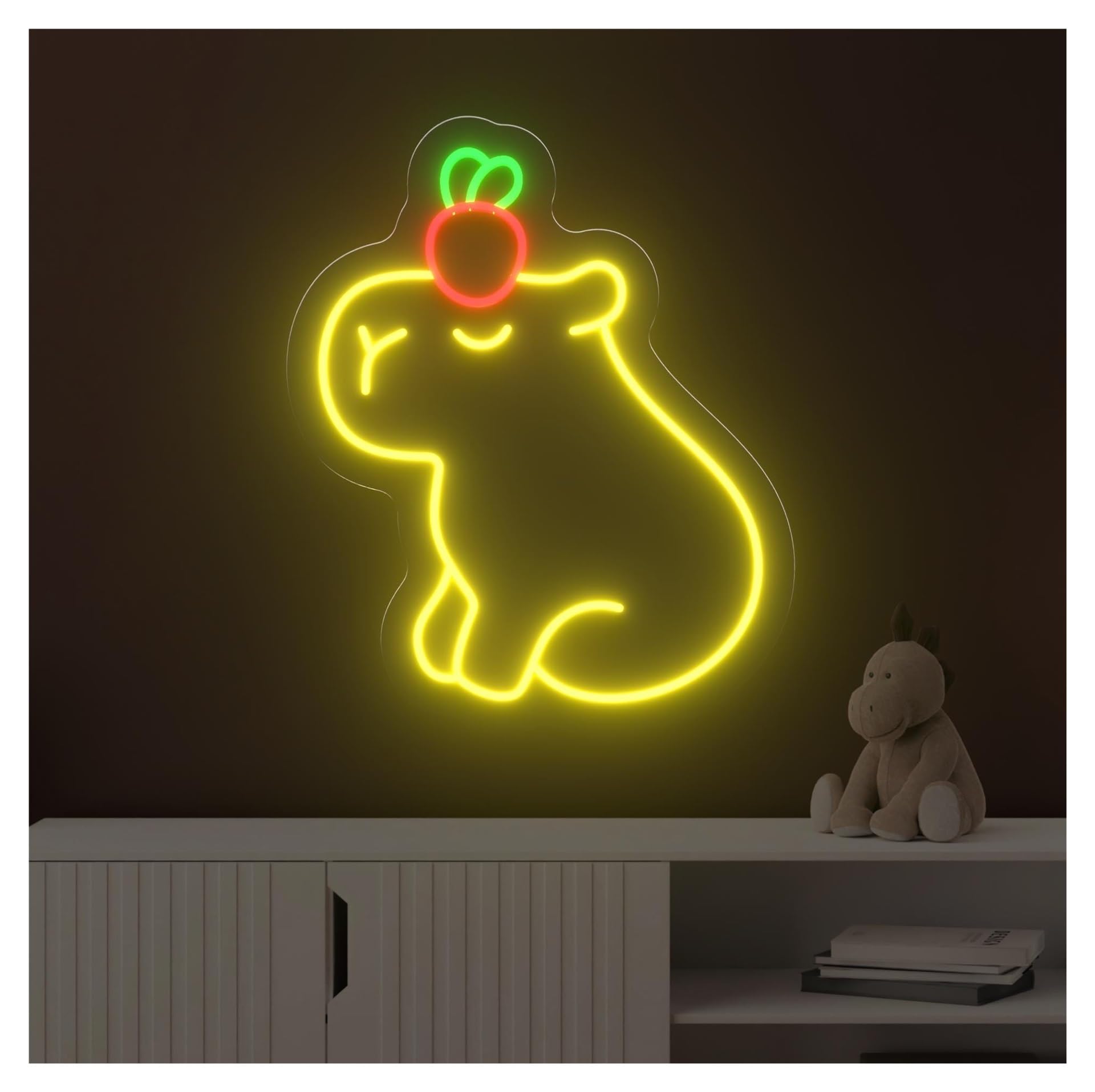RONGCH Hanging Art Neon Signs Capybara and Tomato Neon Sign, Suitable for Kitchen Wall Decor with Brightness Adjustable 41cmx50cm(B)