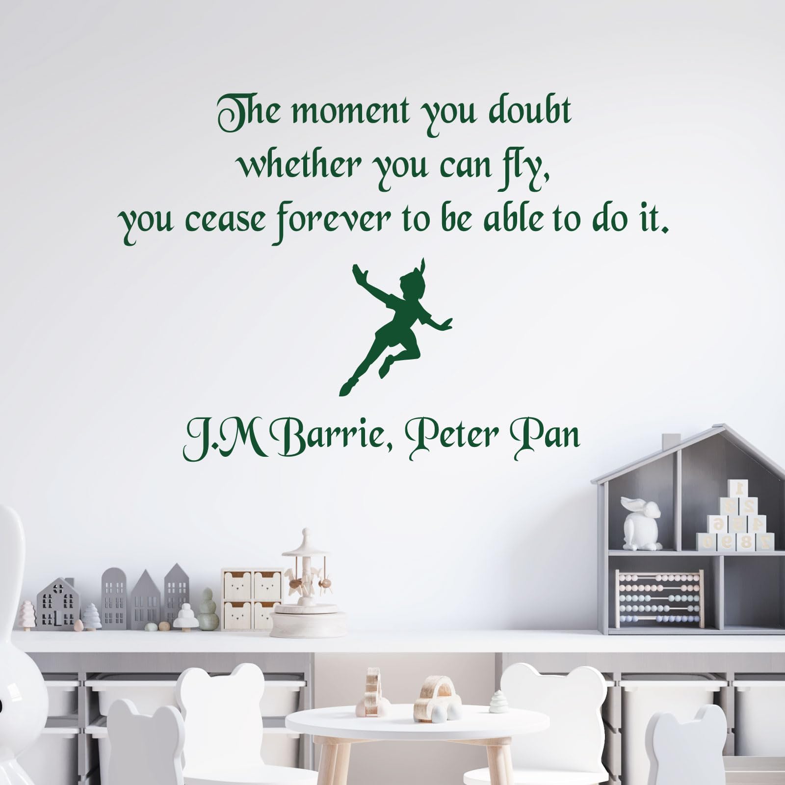 The Moment You Doubt Whether You Can Fly... - Peter Pan Book Disney Quote Decal Wall Sticker [XXLarge] [Forest]