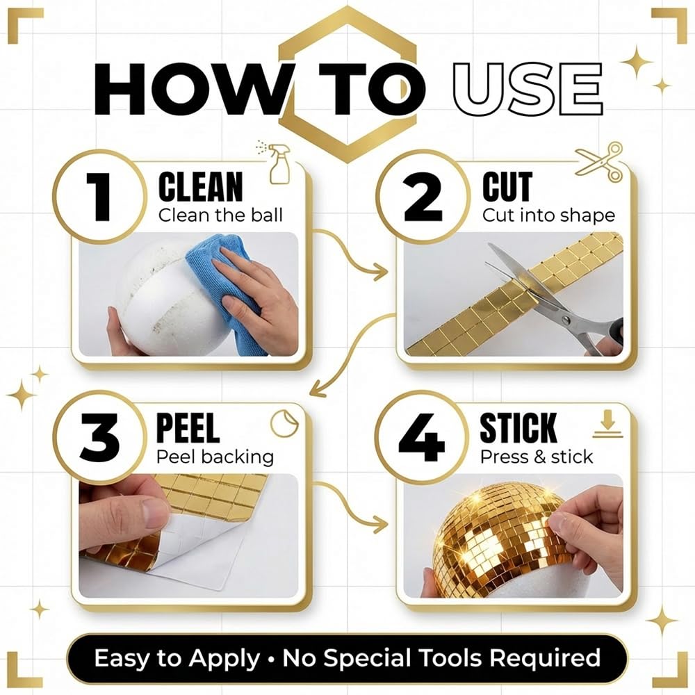 Selbstklebende Mosaikfliesen 3000 Stück Mini Spiegel Mosaik Selbstklebend Quadratische Glasspiegel Aufkleber für Bad Wohnzimmer Küche DIY Heimdekorationen (10 x 10 mm, Gold)