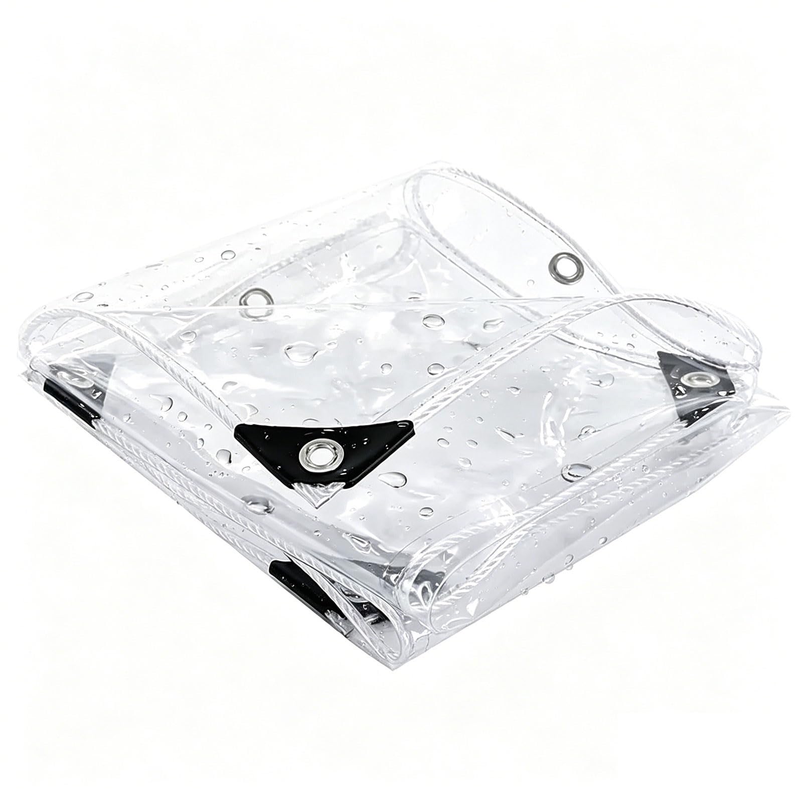 Heavy Duty Clear Waterproof Tarp, Transparent Vinyl Tarpaulin with Eyelets, Reinforced Clear Cover Sheet for Greenhouse Porch Deck Garden Use (10x10m)