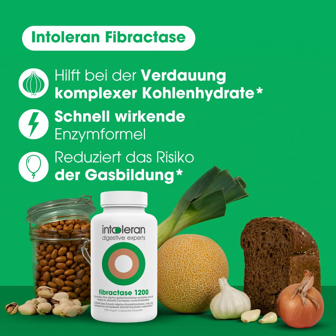 Intoleran Fibractase Forte Verdauungsenzyme – 108 Kapseln