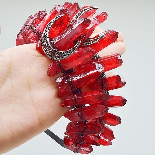 Miniatura 5 de Diadema de corona de tiara de cristal, estilo bohemio, de cuarzo, con diamantes de imitación, bruja, novia